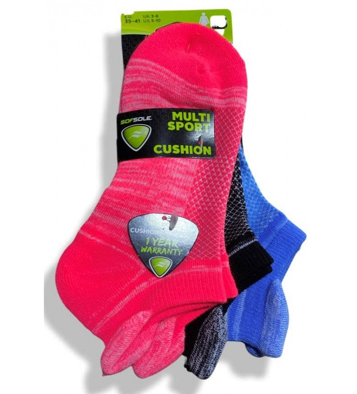 MULTI SPORT CUSHION NO SHOW TAB FADED 3PK