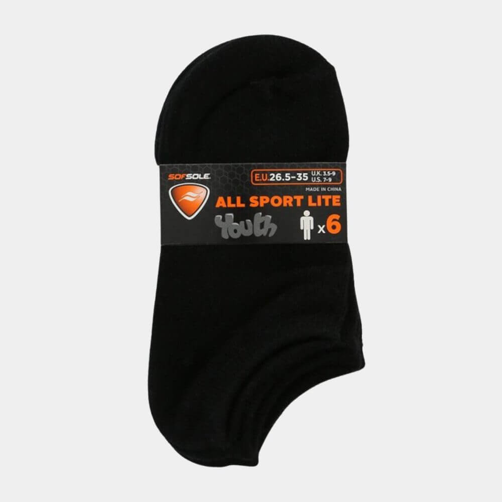 YOUTH ALL SPORT LITE NO SHOW SOCKS / 6 PCK