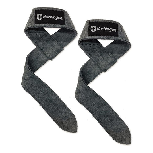 LEATHER LIFTING STRAPS GREY-BLACK